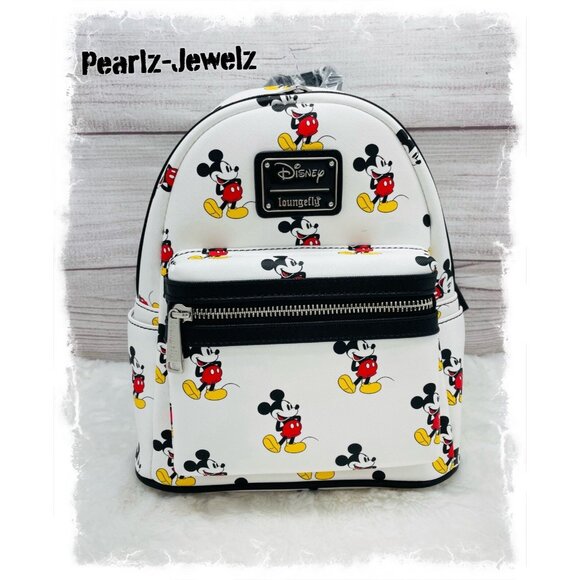 Loungefly Disney Mickey Mouse Pants Poses Allover Print AOP Mini Backpack NWT main image 2